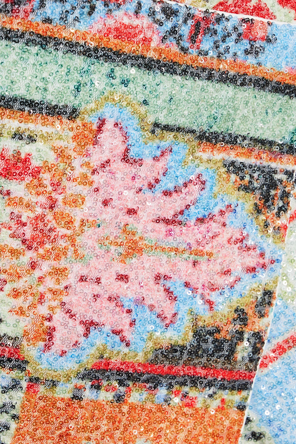 BALMAIN WRAP-EFFECT PRINTED SEQUINED TULLE MINI SKIRT