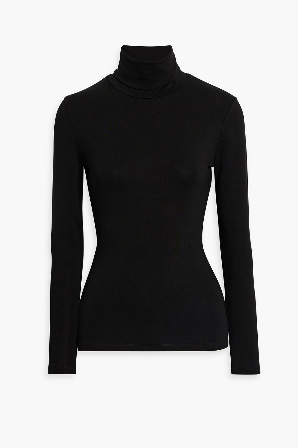 Iris & Ink Hazel Stretch-lyocell Jersey Turtleneck Top In Black
