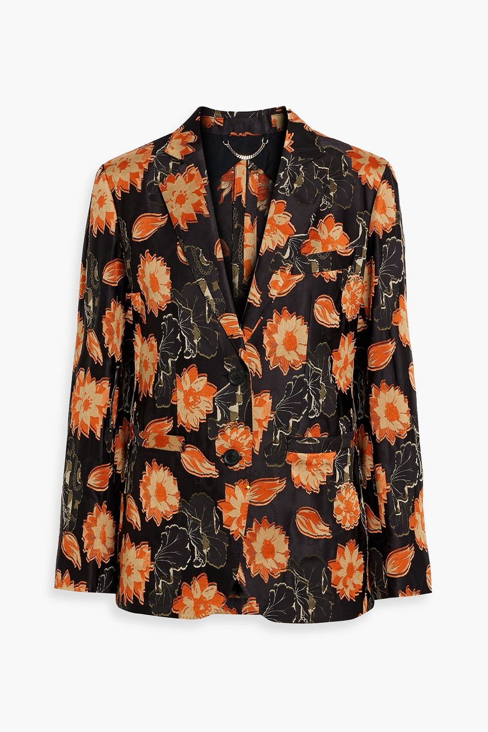 Ferragamo Floral-jacquard Blazer In Black