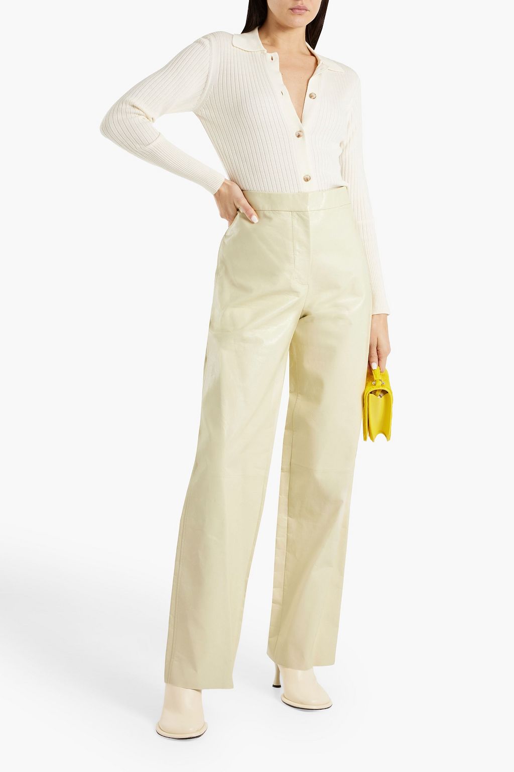JIL SANDER Leather straight-leg pants