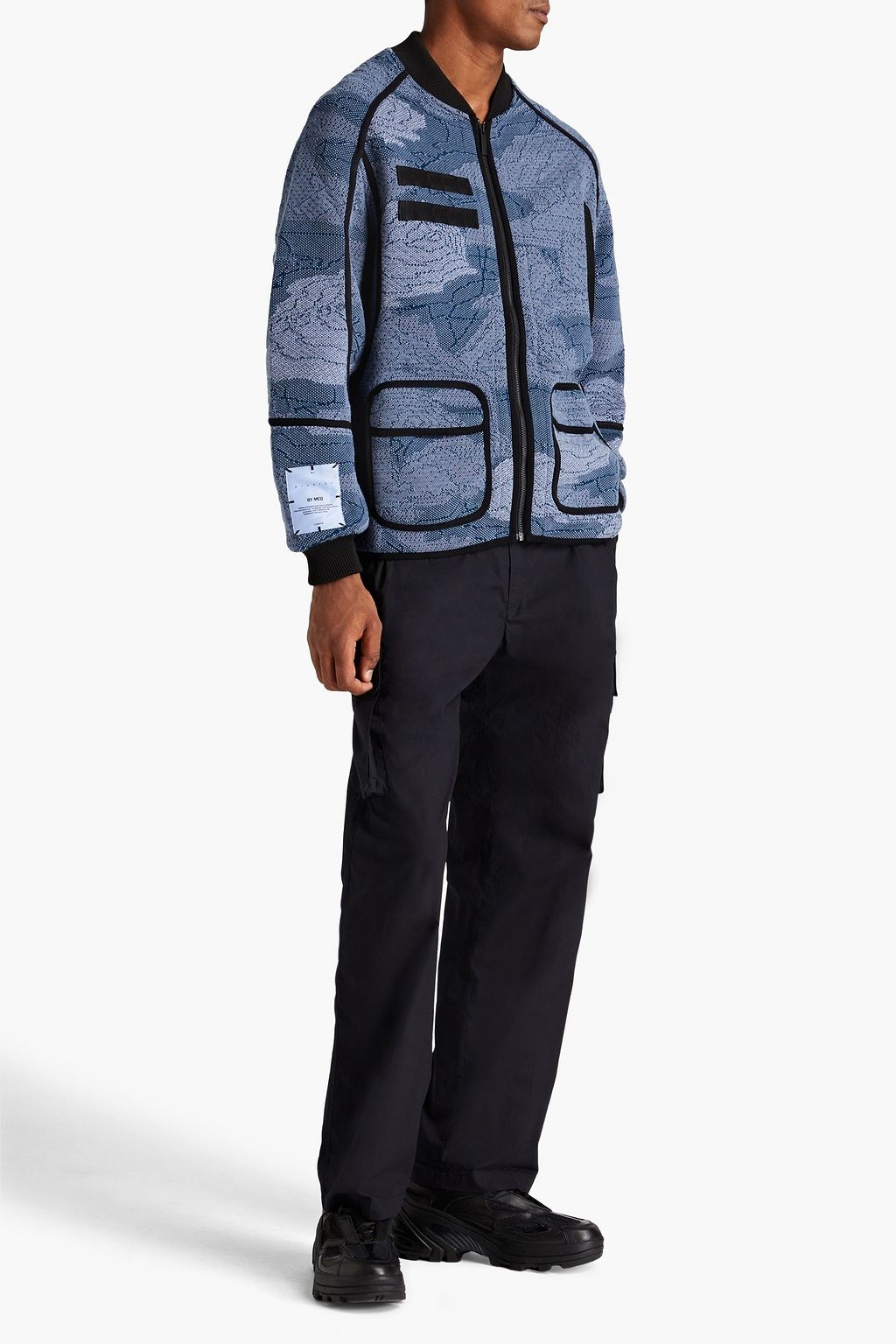MCQ ALEXANDER MCQUEEN Appliquéd jacquard-knit bomber jacket