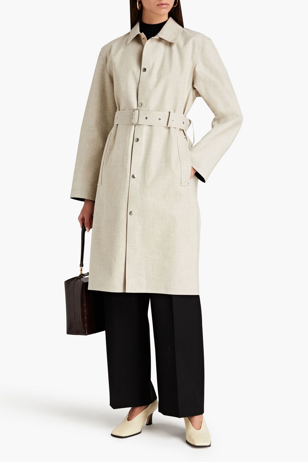 JIL SANDER Mélange cotton-blend canvas coat