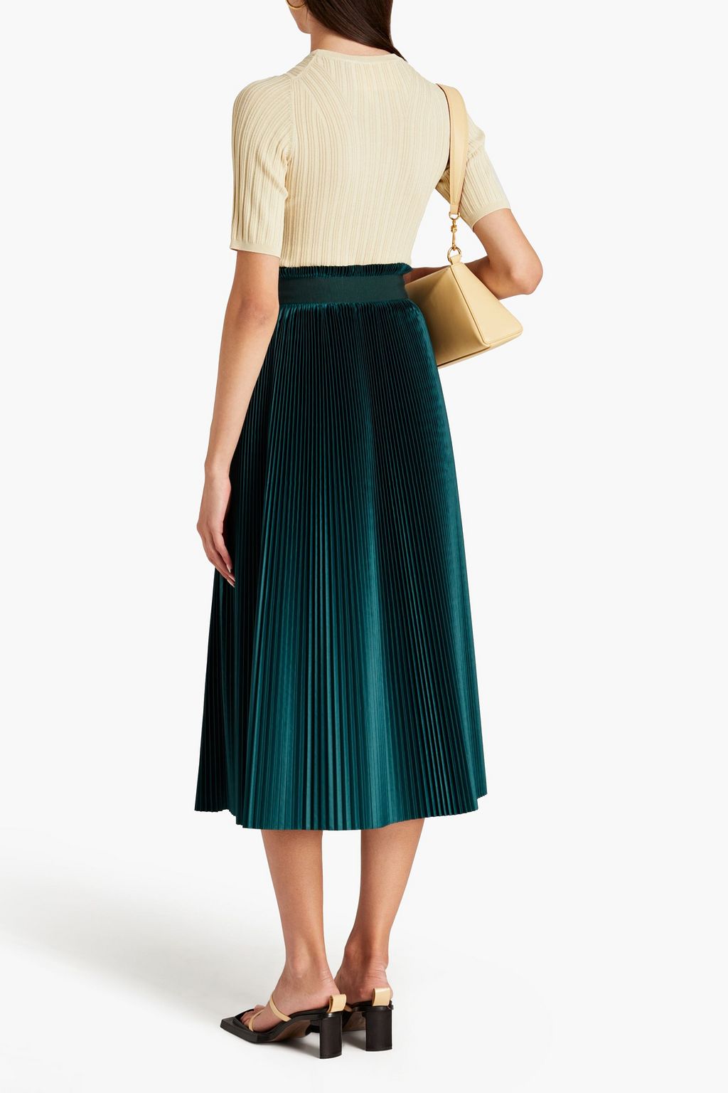 JIL SANDER Pleated satin midi skirt