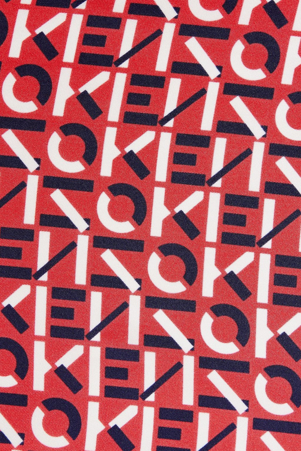 KENZO Logo-print silk-twill scarf