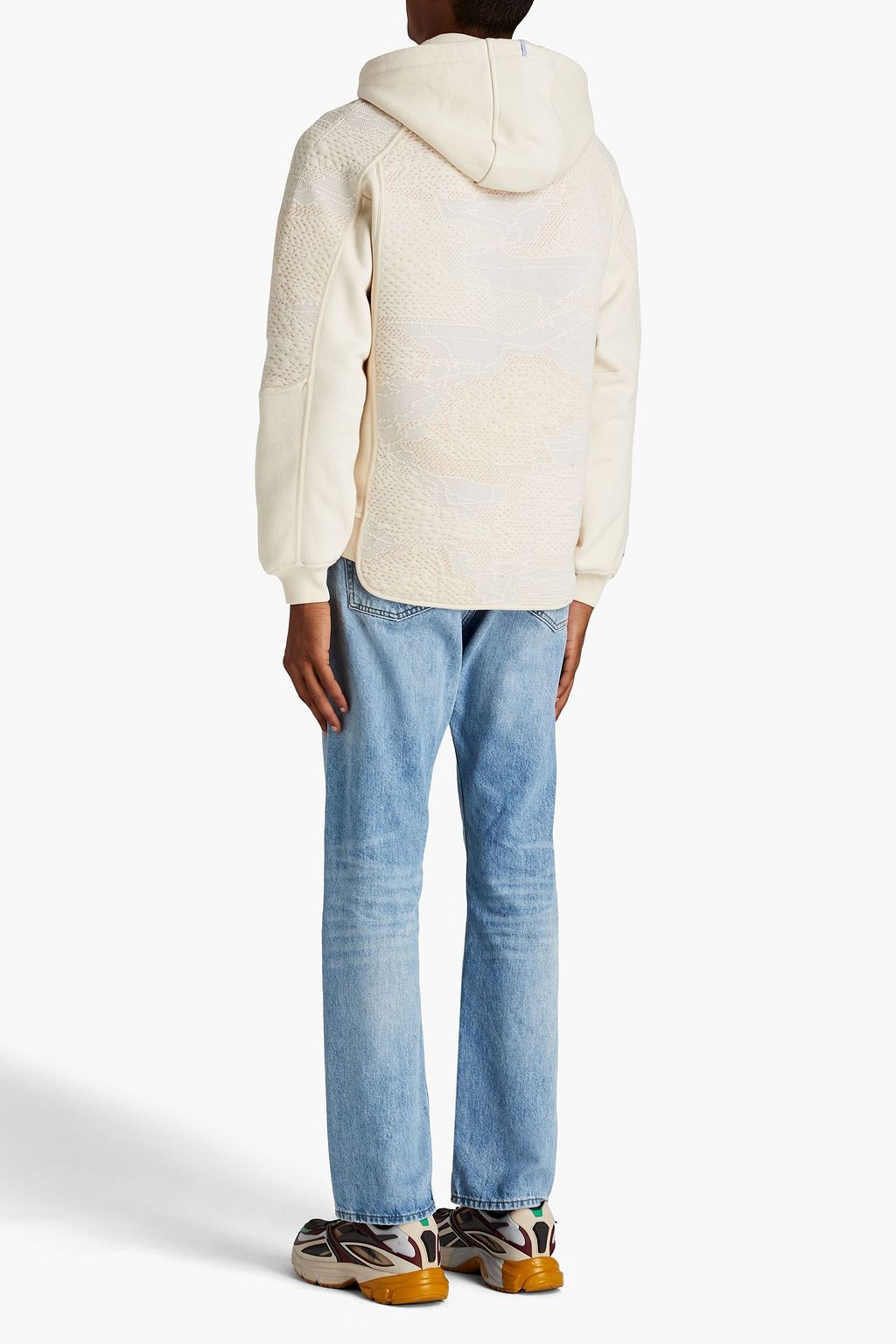MCQ ALEXANDER MCQUEEN Jacquard knit-paneled fleece drawstring hoodie