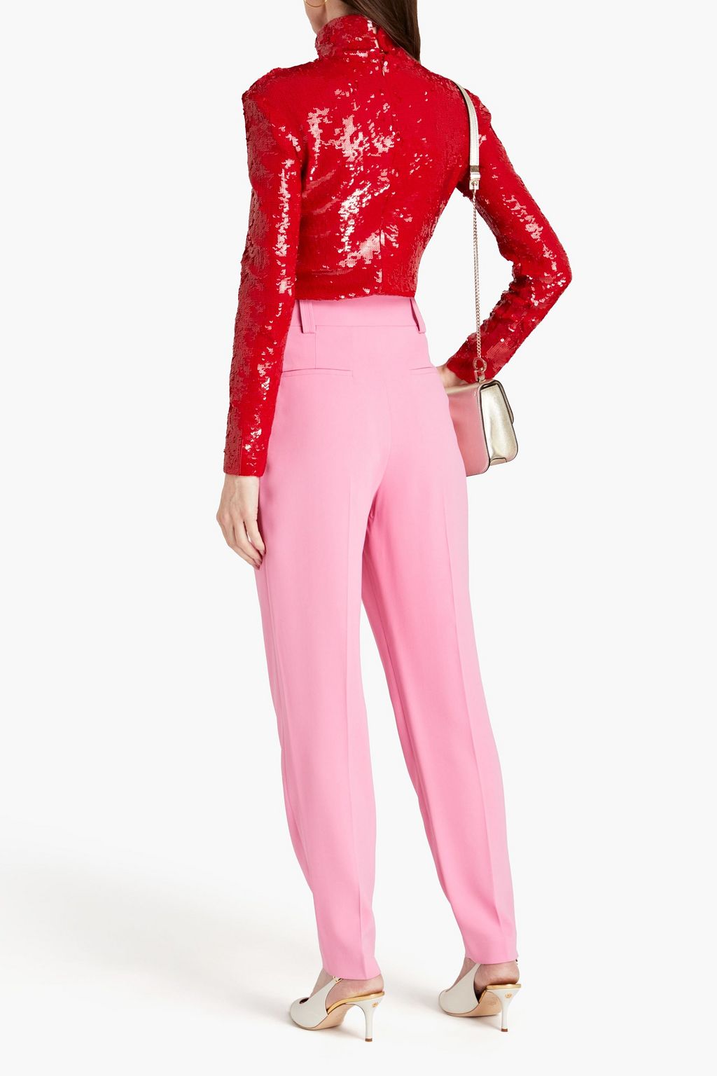 VALENTINO GARAVANI Sequined cotton-blend tulle turtleneck top