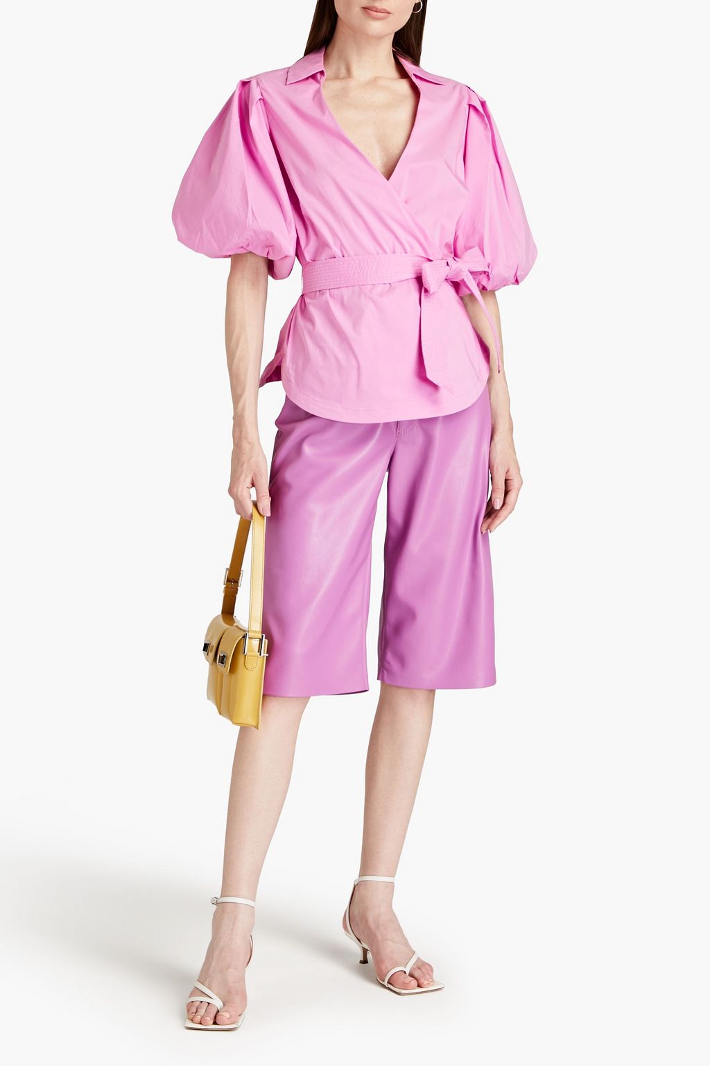 SIMKHAI Waverly cotton-blend poplin wrap top