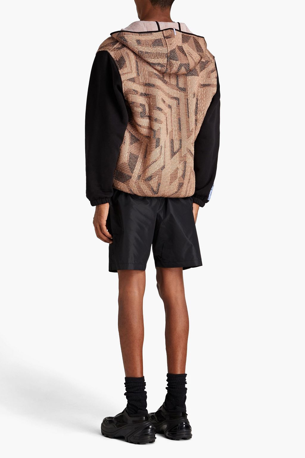 MCQ ALEXANDER MCQUEEN Fleece-paneled jacquard-knit zip-up hoodie