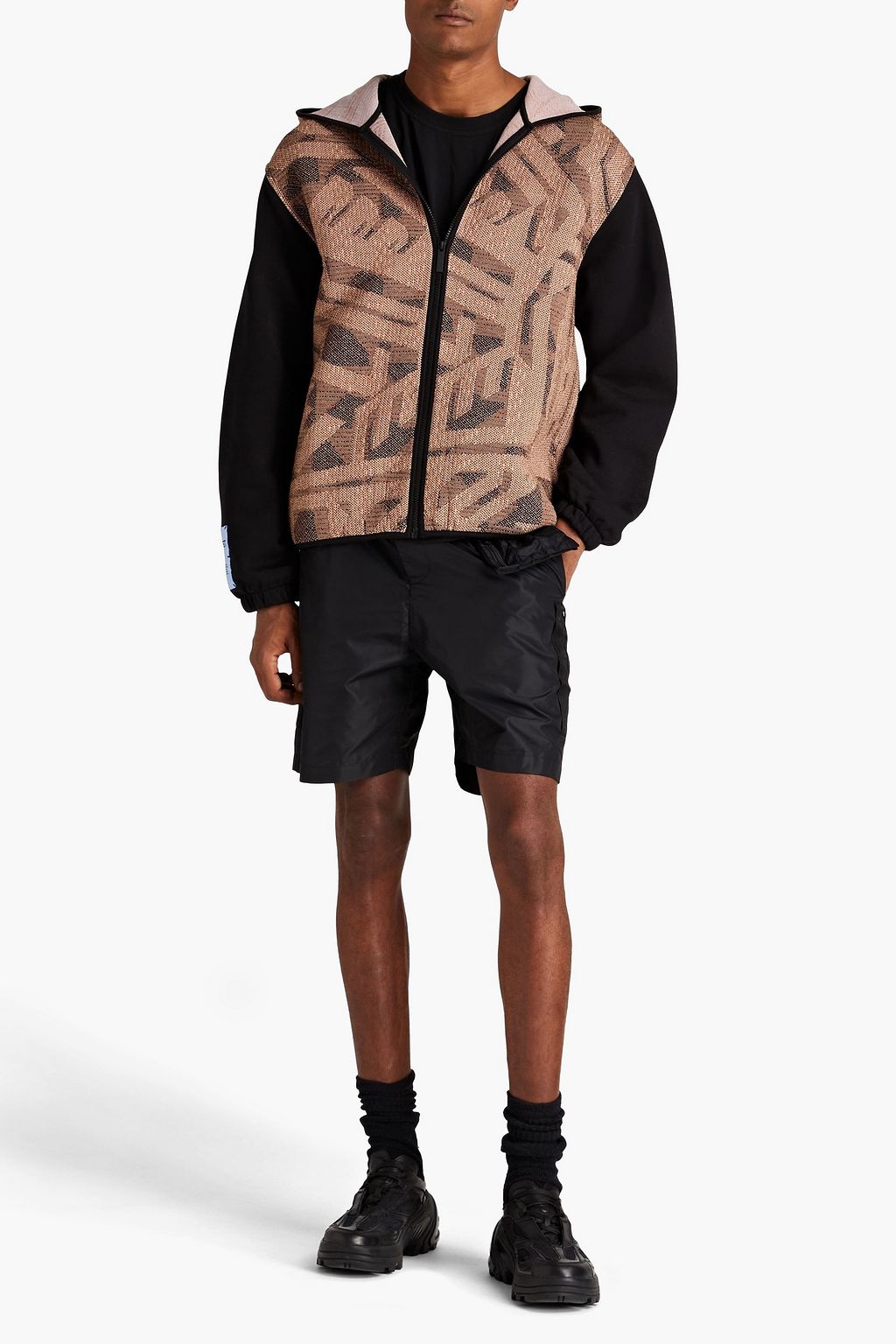 MCQ ALEXANDER MCQUEEN Fleece-paneled jacquard-knit zip-up hoodie
