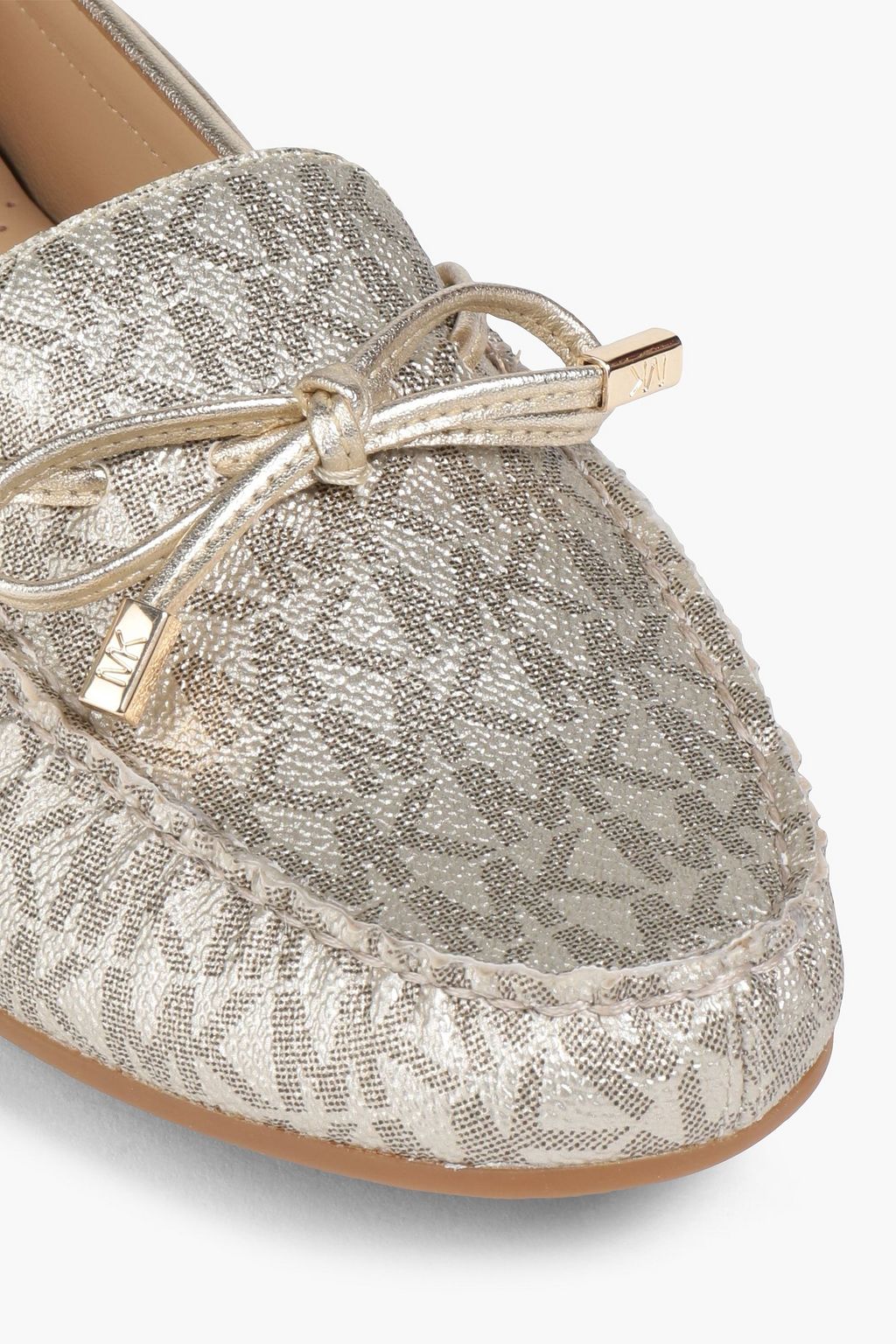MICHAEL MICHAEL KORS Bow-embellished logo-print faux leather loafers