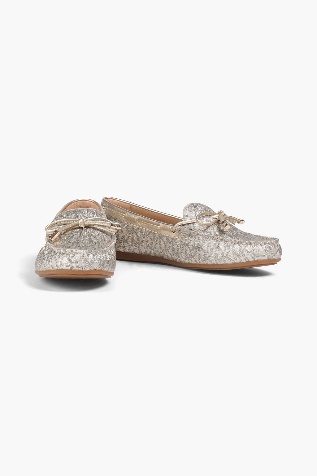 MICHAEL MICHAEL KORS Bow-embellished logo-print faux leather loafers
