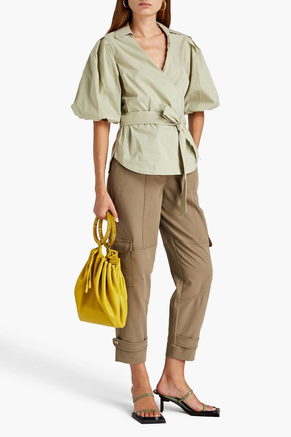 SIMKHAI Waverly cotton-blend poplin wrap top