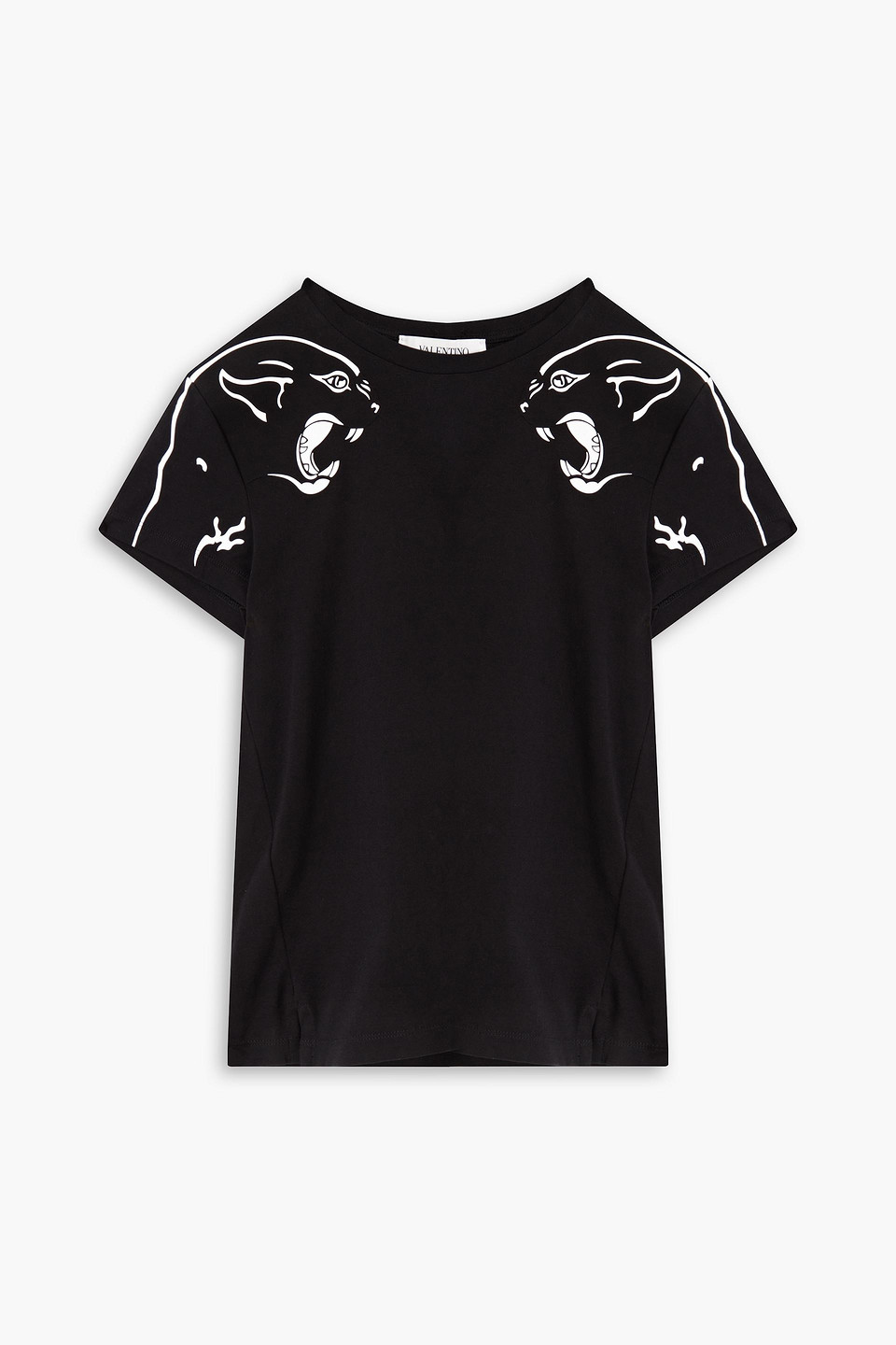 Valentino Printed Cotton-jersey T-shirt In Black