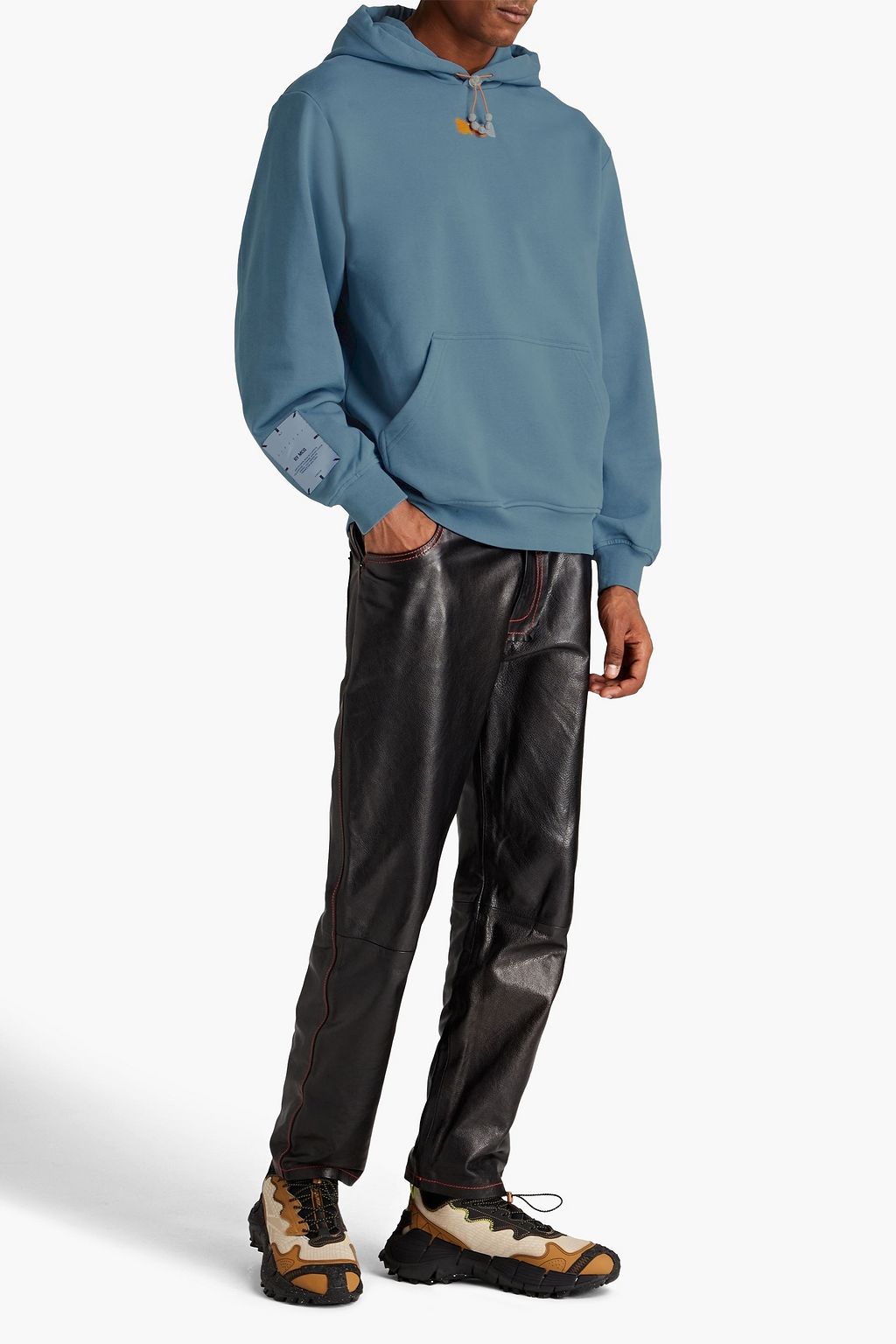 MCQ ALEXANDER MCQUEEN Embellished printed French cotton-terry drawstring hoodie