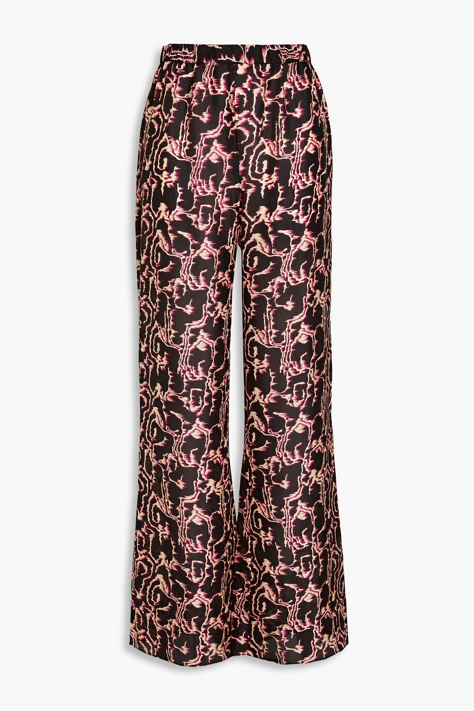 Ba&sh Tennessee Printed Silk Crepe De Chine Wide-leg Trousers In Black