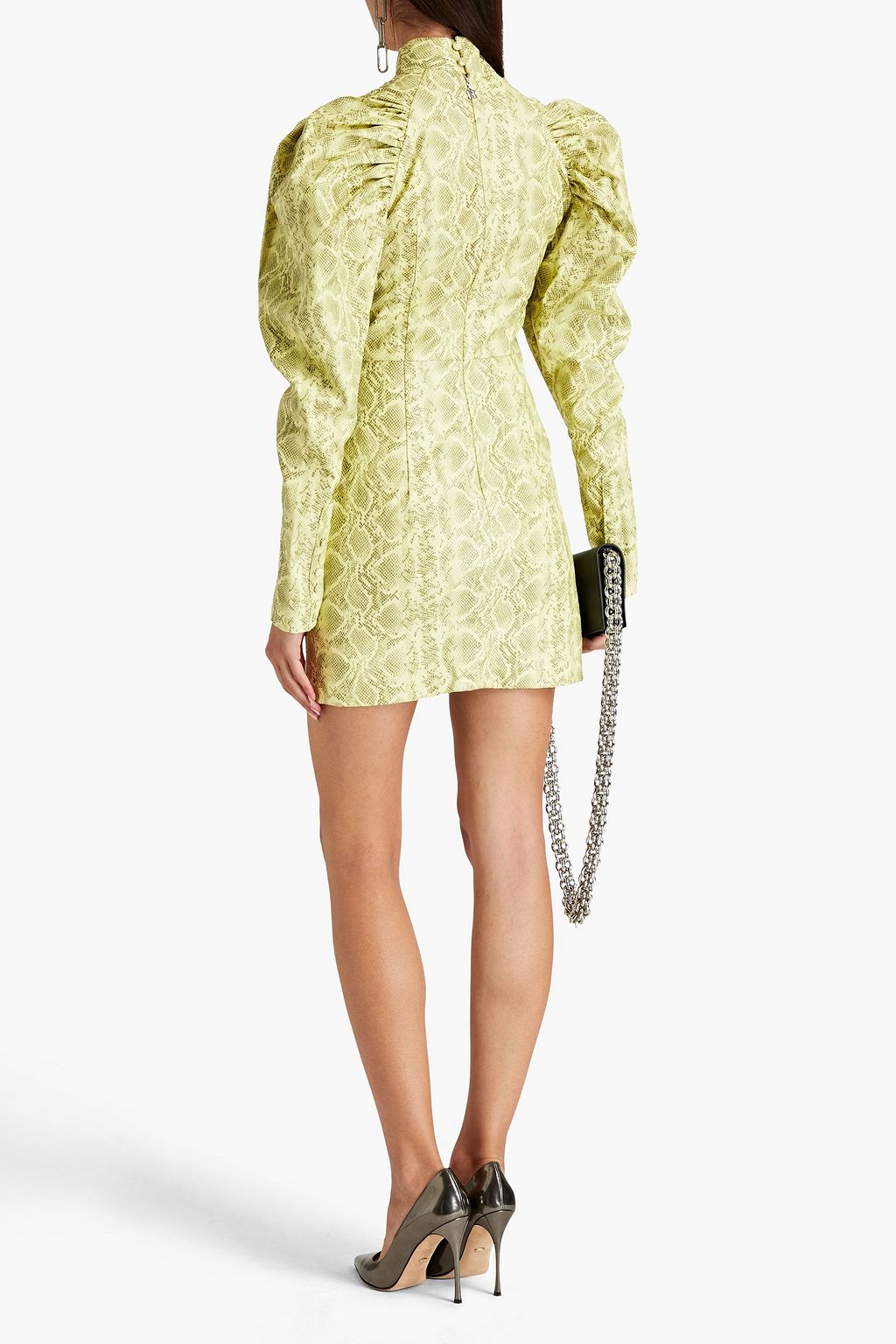 ROTATE BIRGER CHRISTENSEN Gathered lizard-effect mini dress