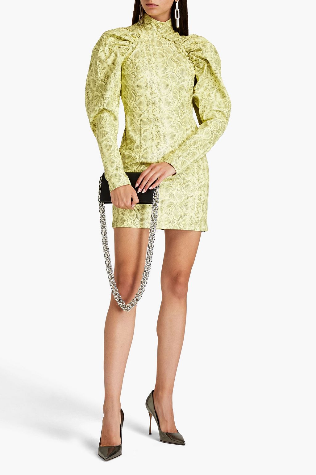 ROTATE BIRGER CHRISTENSEN Gathered lizard-effect mini dress