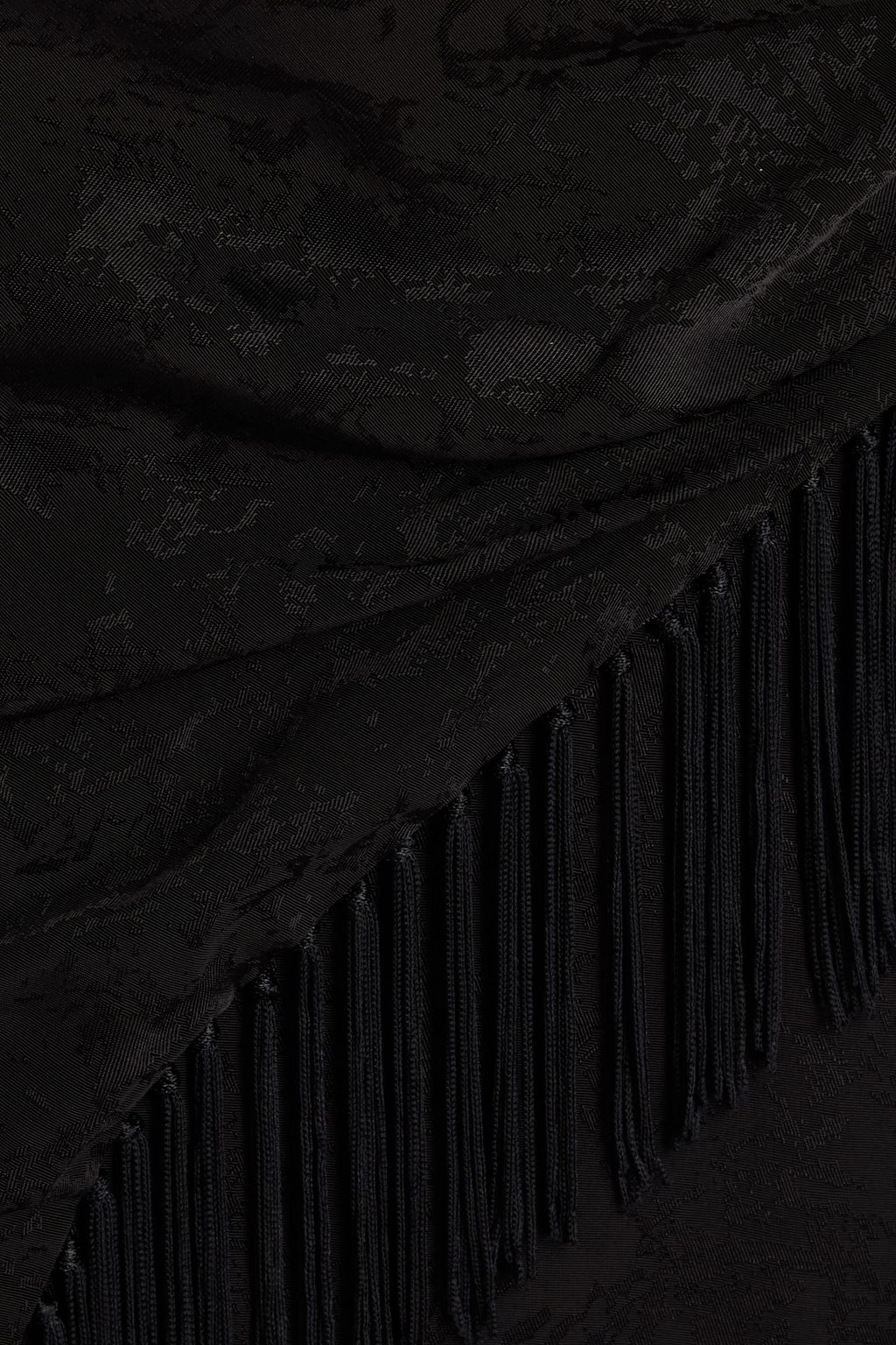 SIMKHAI Asymmetric fringed jacquard midi skirt