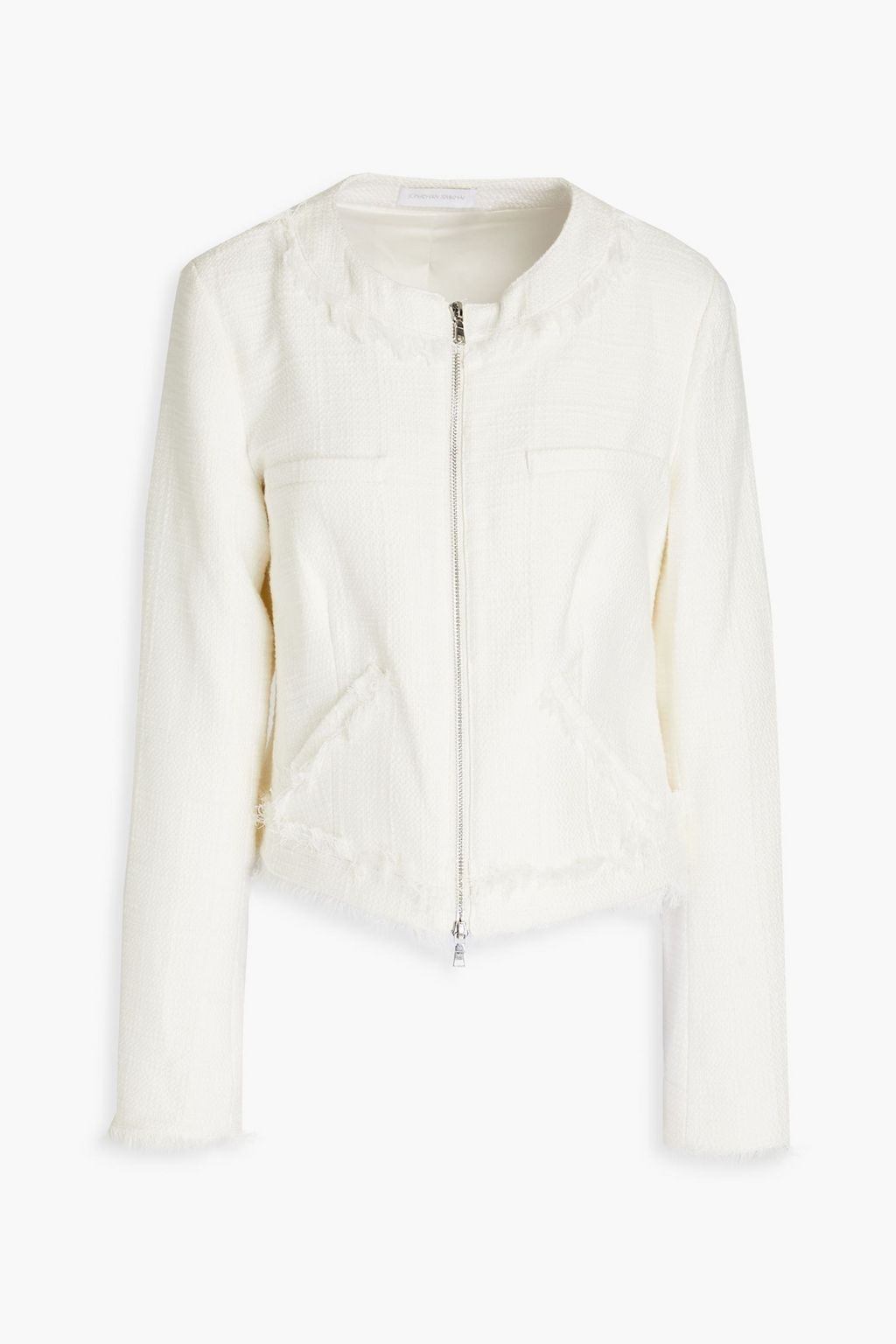 Ivory Frayed cotton-blend bouclé jacket 