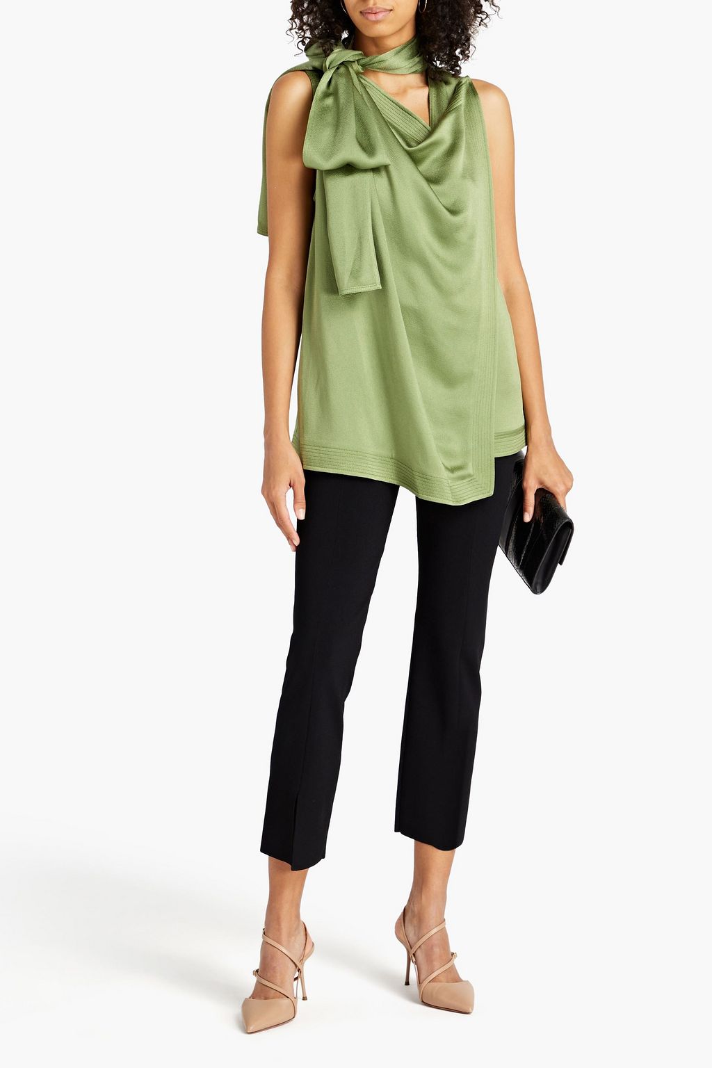 VALENTINO GARAVANI Draped satin-crepe top