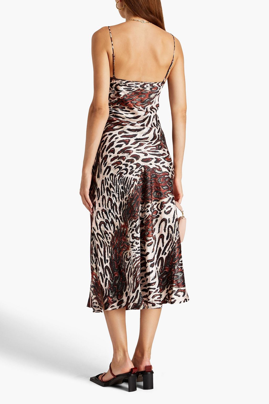 SIMKHAI Cutout leopardprint satin midi slip dress THE