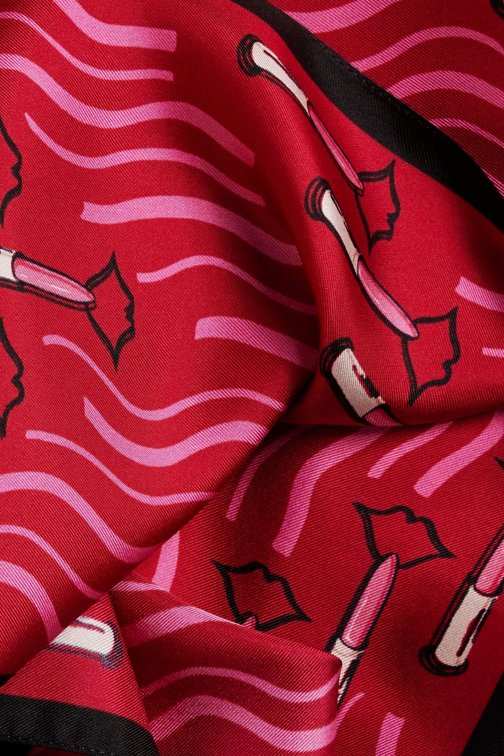 VALENTINO GARAVANI Fringed printed silk-twill scarf