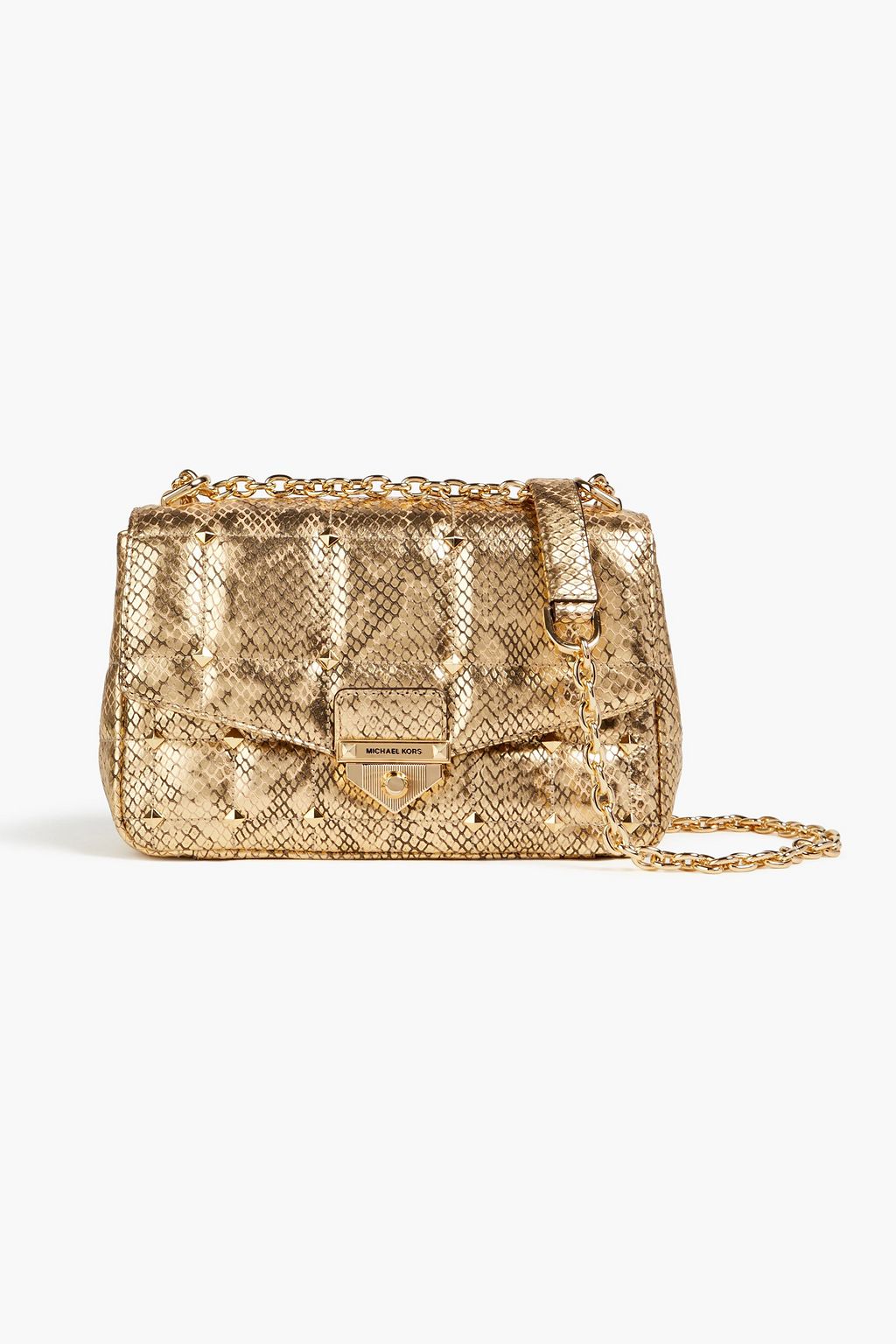 MICHAEL MICHAEL KORS Soho studded metallic snake-effect leather ...