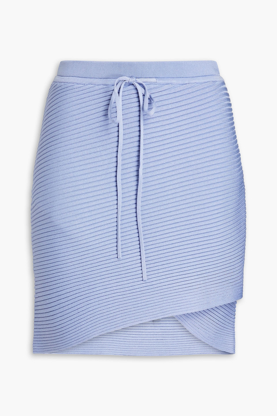 simkhai - sydney wrap-effect ribbed-knit mini skirt - blue - m