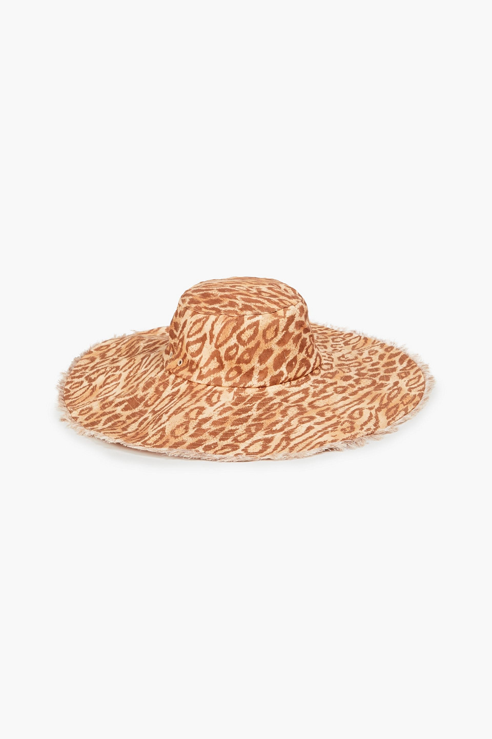 Zimmermann Leopard-print Linen-canvas Sunhat In Brown