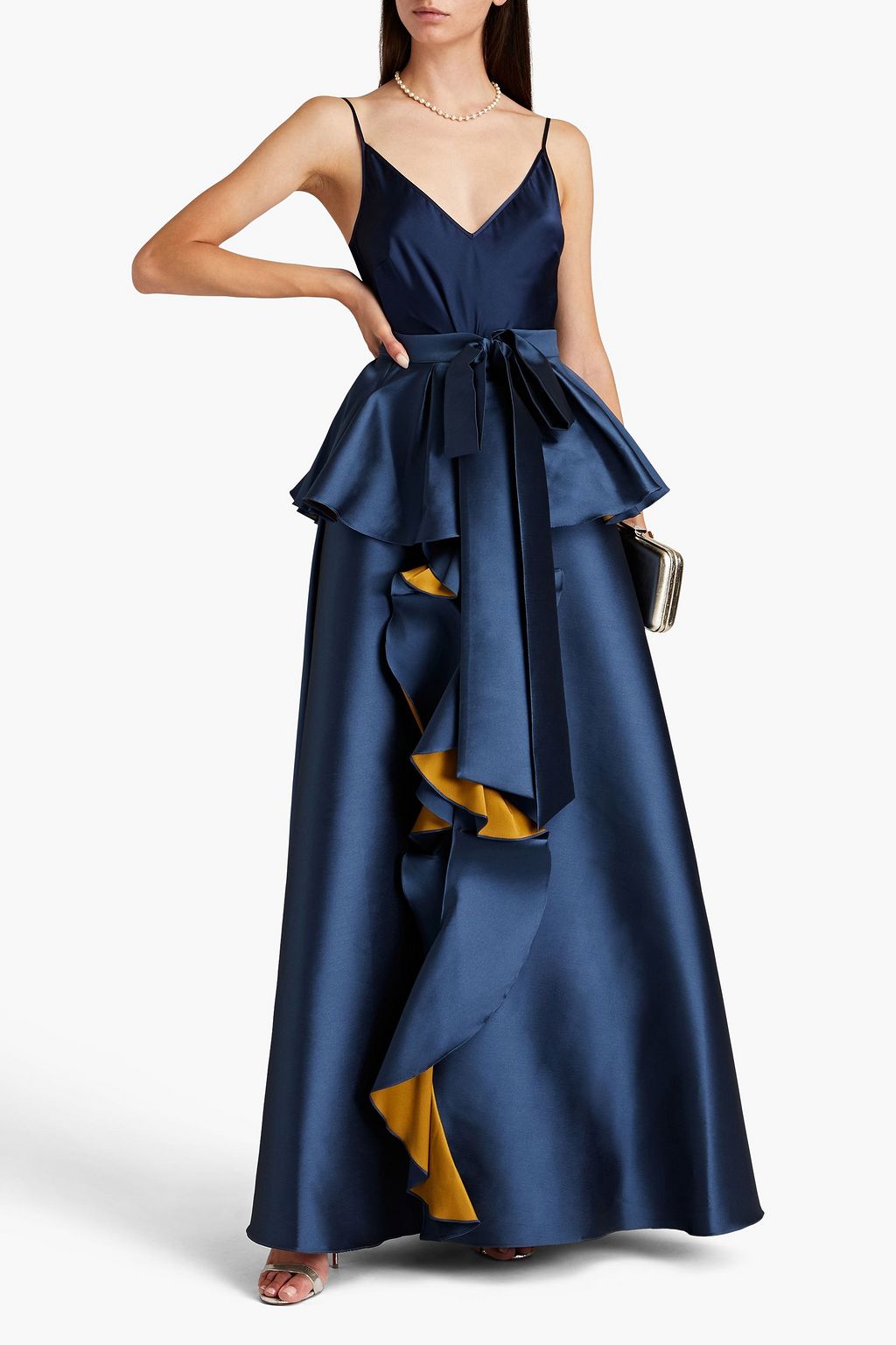 SACHIN & BABI Johar ruffled two-tone faille maxi skirt
