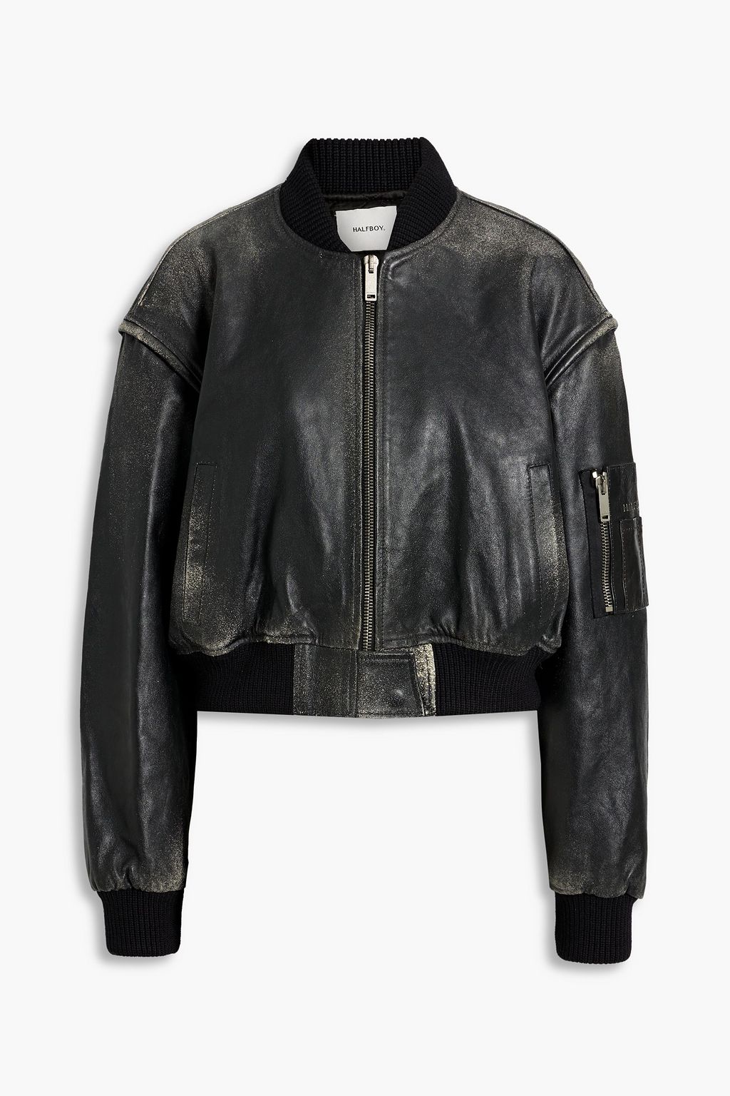 HALFBOY Distressed leather bomber jacket | THE OUTNET