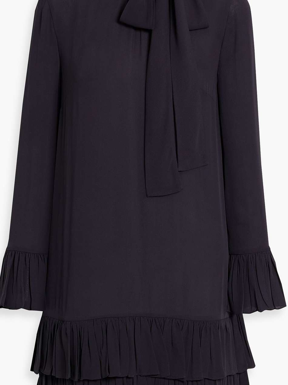 pussy-bow ruffled silk-crepe mini dress