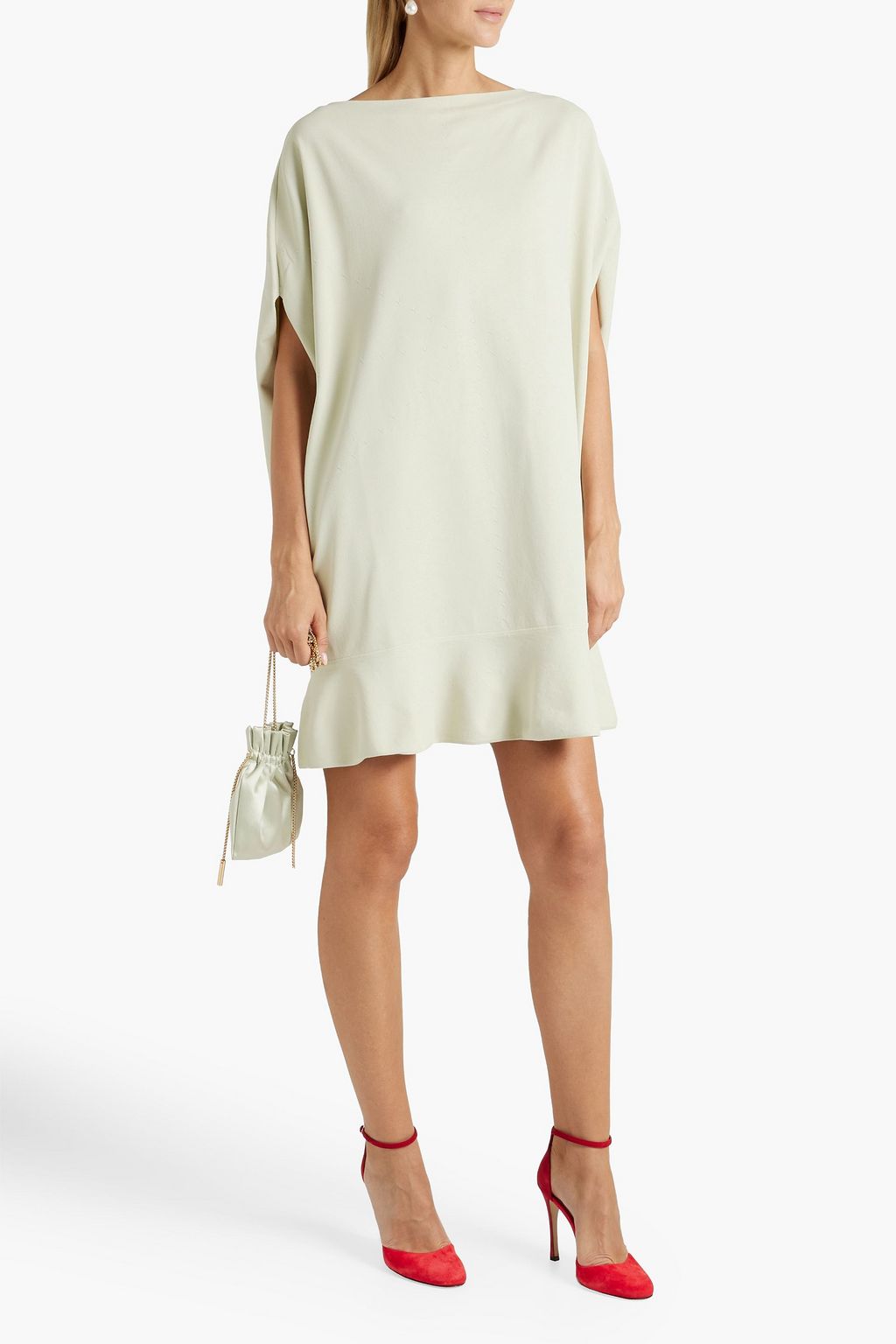 VALENTINO GARAVANI Draped pointelle-knit mini dress