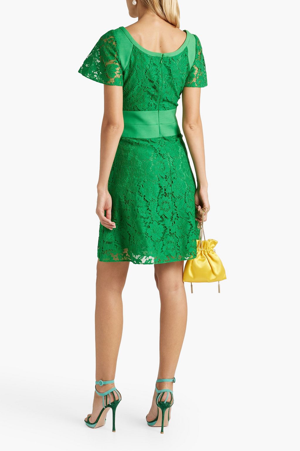 VALENTINO GARAVANI Crepe-paneled cotton-blend corded lace mini dress