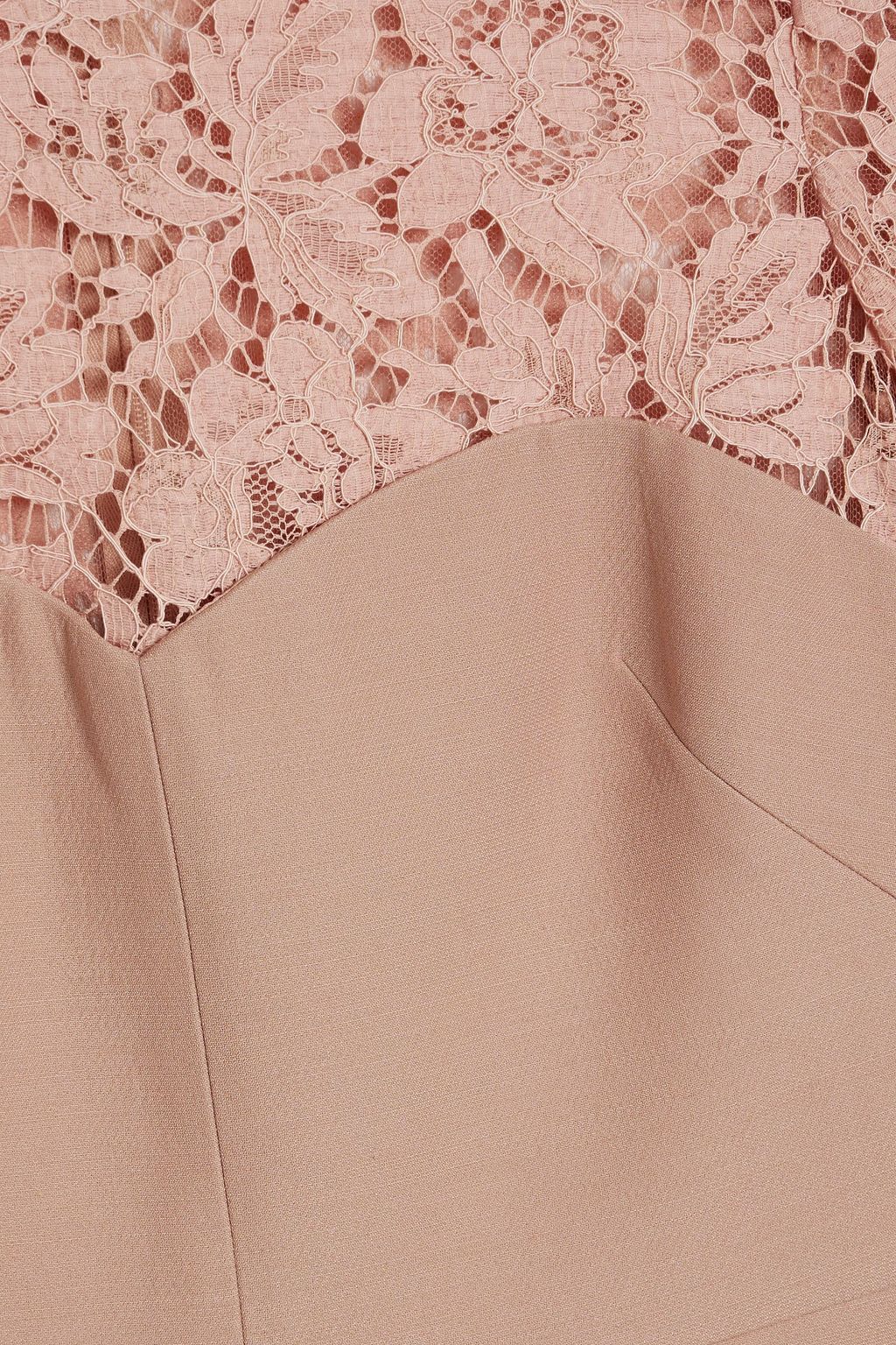 VALENTINO GARAVANI Lace-paneled wool and silk-blend crepe mini dress