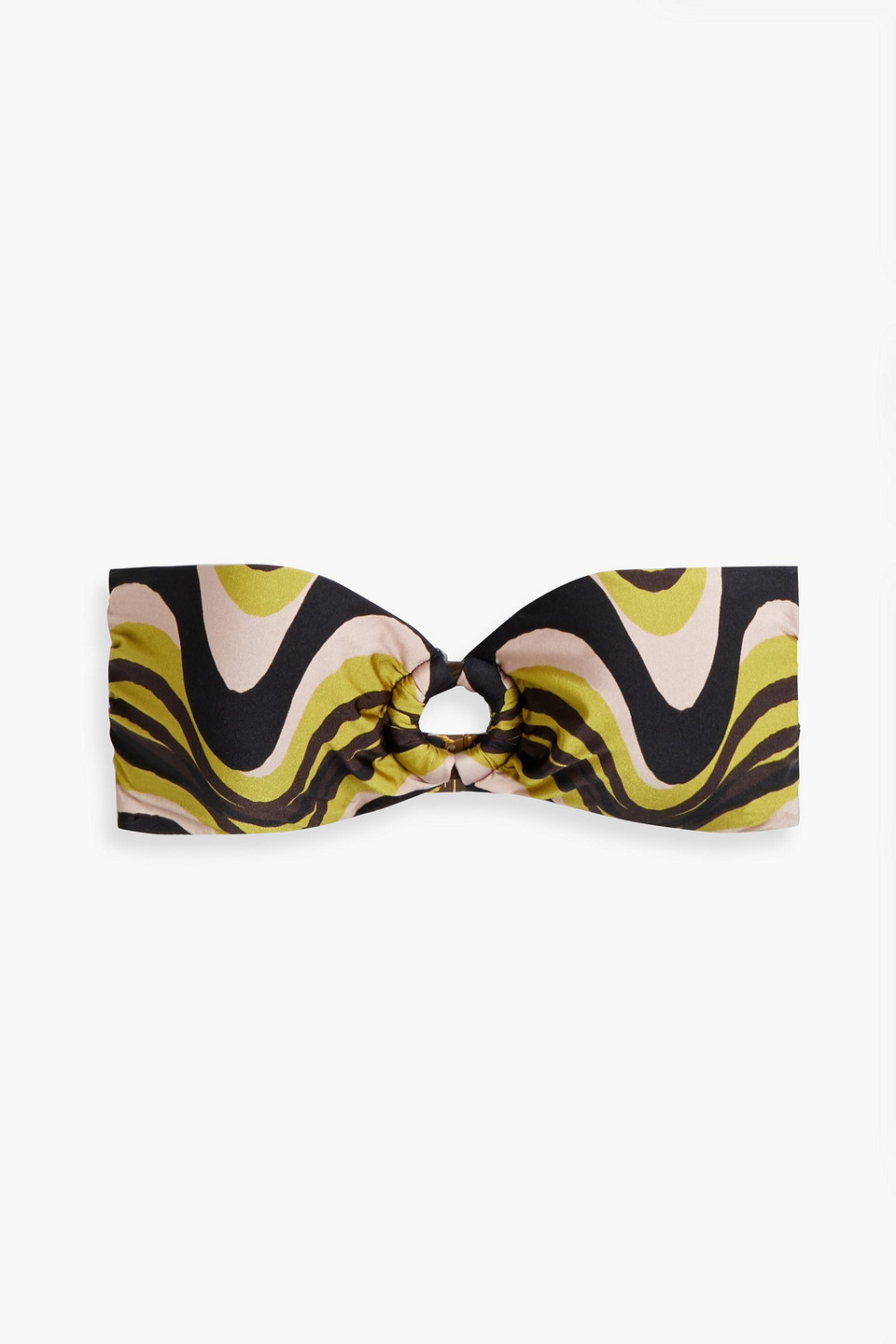 Jets By Jessika Allen Ascenso Ring-embellished Printed Bandeau Bikini Top In Chartreuse