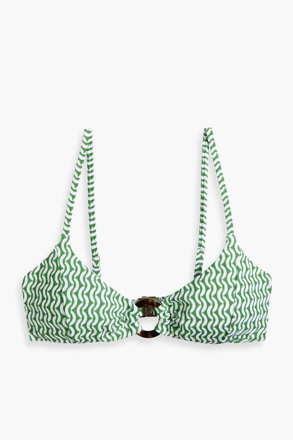 Jets By Jessika Allen Ipanema Ring-embellished Printed Bikini Top In Green