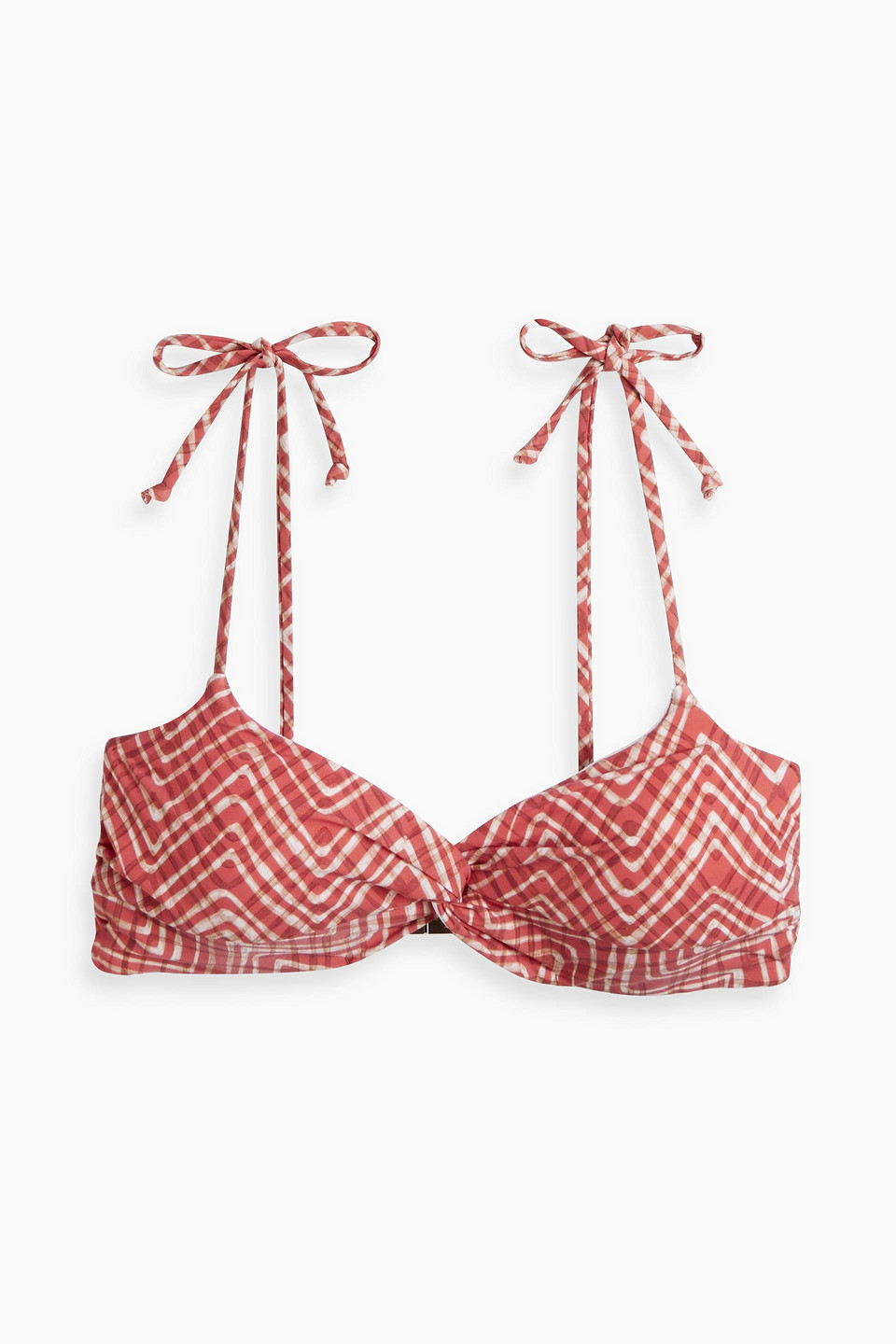 Jets By Jessika Allen Bonita Twist-front Printed Bikini Top In Brick