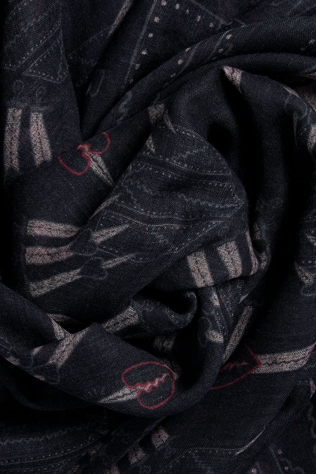 VALENTINO GARAVANI Frayed printed modal and cashmere-blend gauze scarf