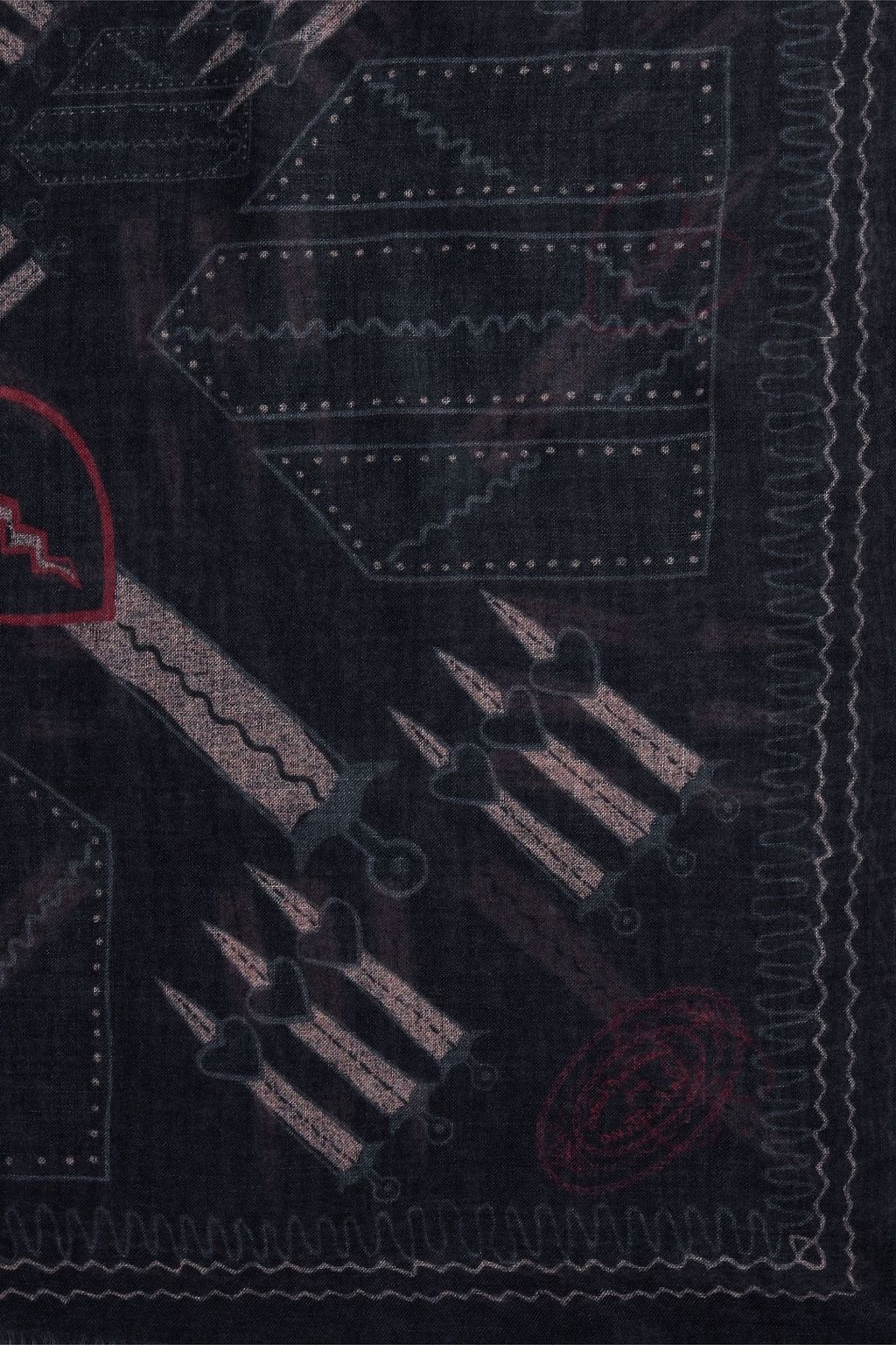 VALENTINO GARAVANI Frayed printed modal and cashmere-blend gauze scarf