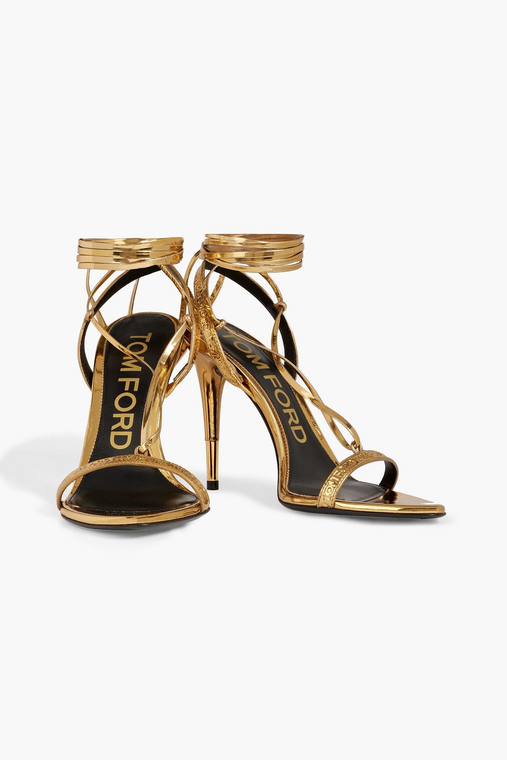TOM FORD Embossed mirrored-leather sandals