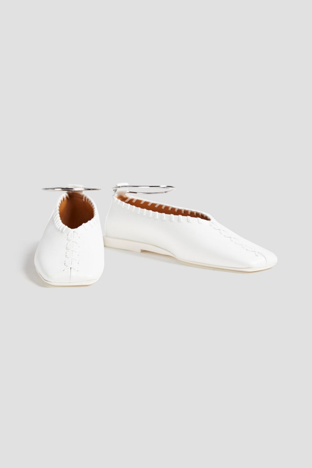 JIL SANDER Whipstitched leather ballet flats
