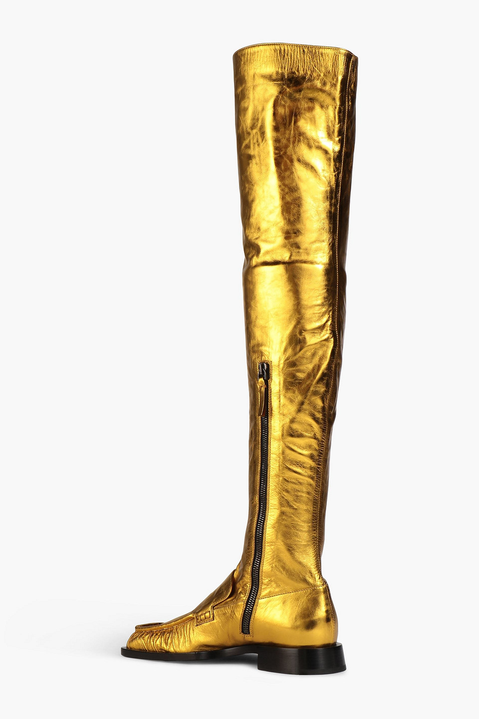  Jil Sander - Metallic Leather Over-the-knee Boots - Metallic - Eu 35 