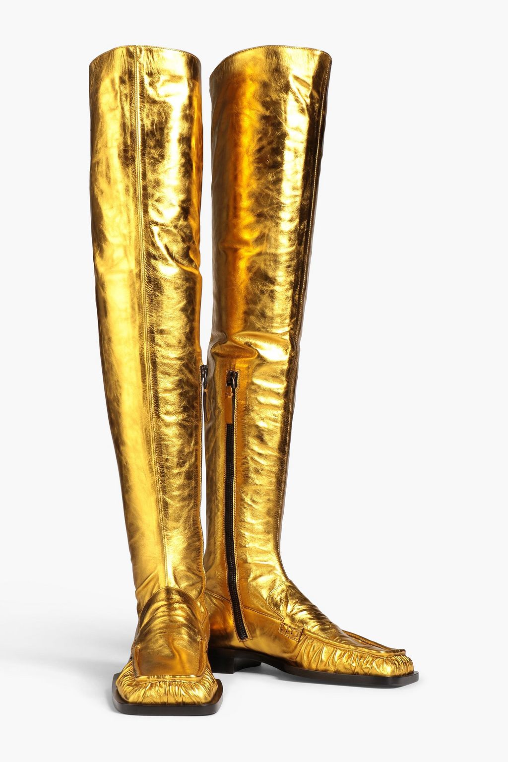 JIL SANDER Metallic leather over-the-knee boots