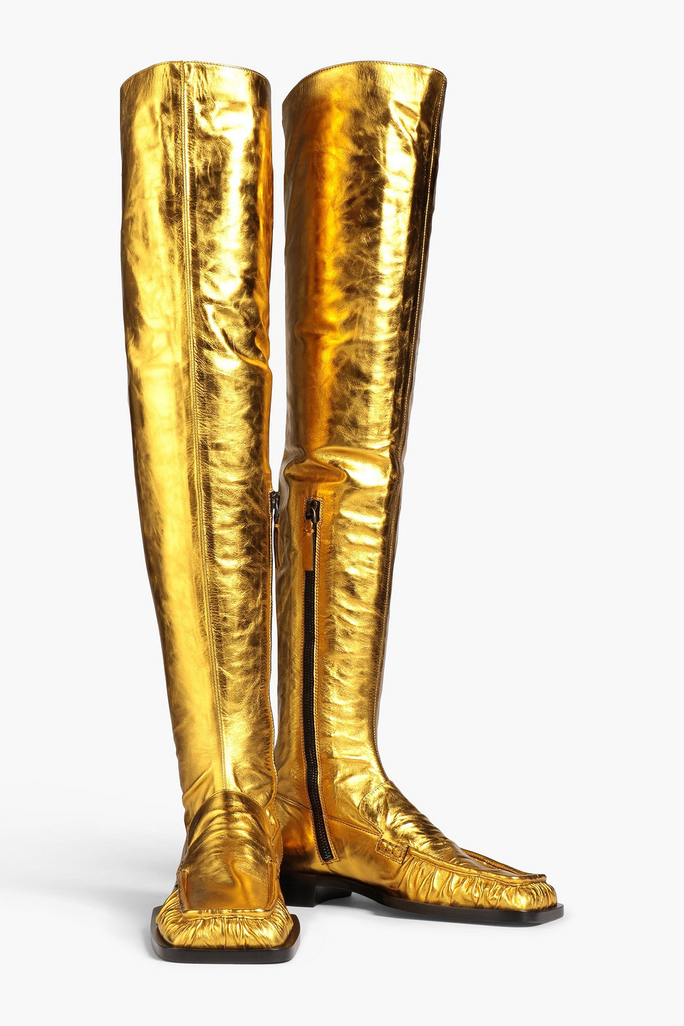  Jil Sander - Metallic Leather Over-the-knee Boots - Metallic - Eu 35 