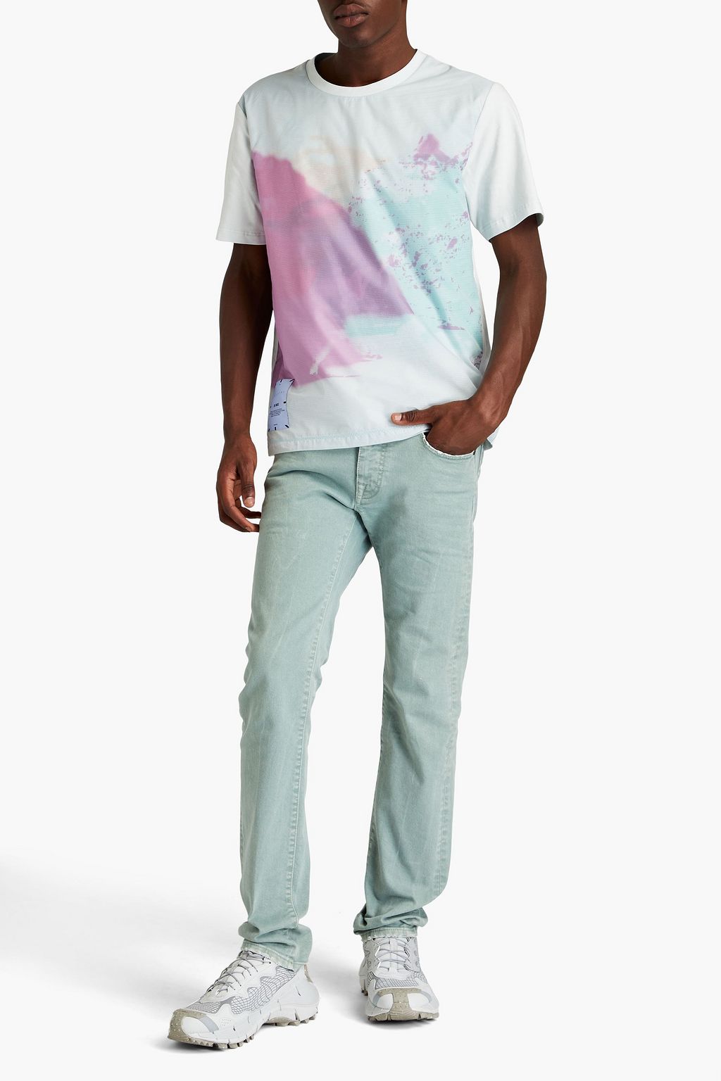 MCQ ALEXANDER MCQUEEN Stretch-cotton jersey-paneled ripstop T-shirt