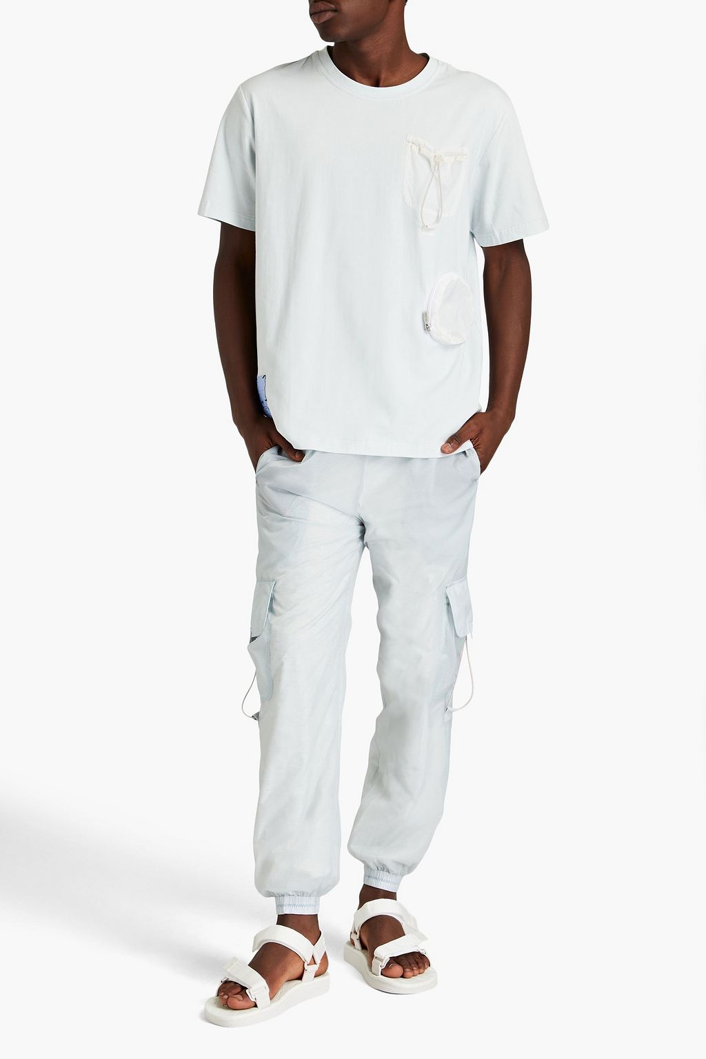 MCQ ALEXANDER MCQUEEN Appliquéd shell-trimmed stretch-cotton jersey T-shirt