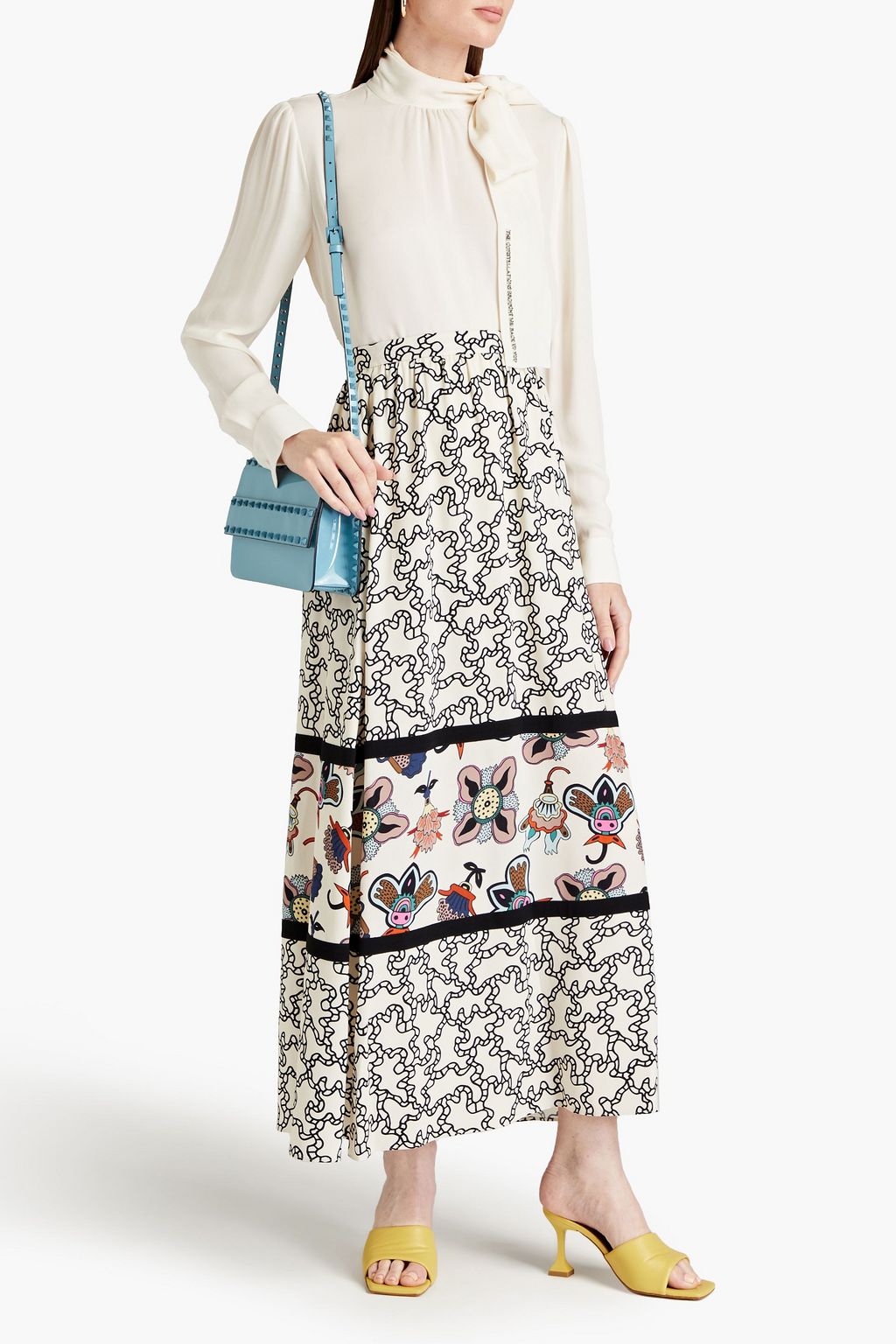 VALENTINO GARAVANI Geraffter Maxirock aus Crêpe mit Print