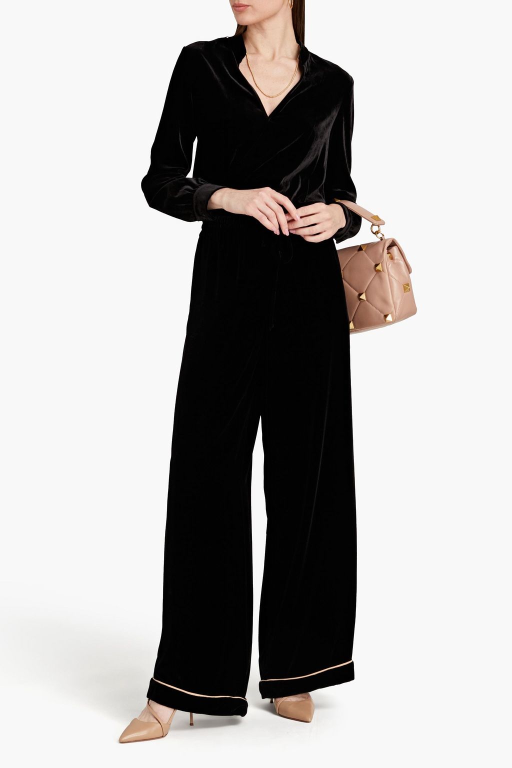VALENTINO GARAVANI Velvet wide-leg pants