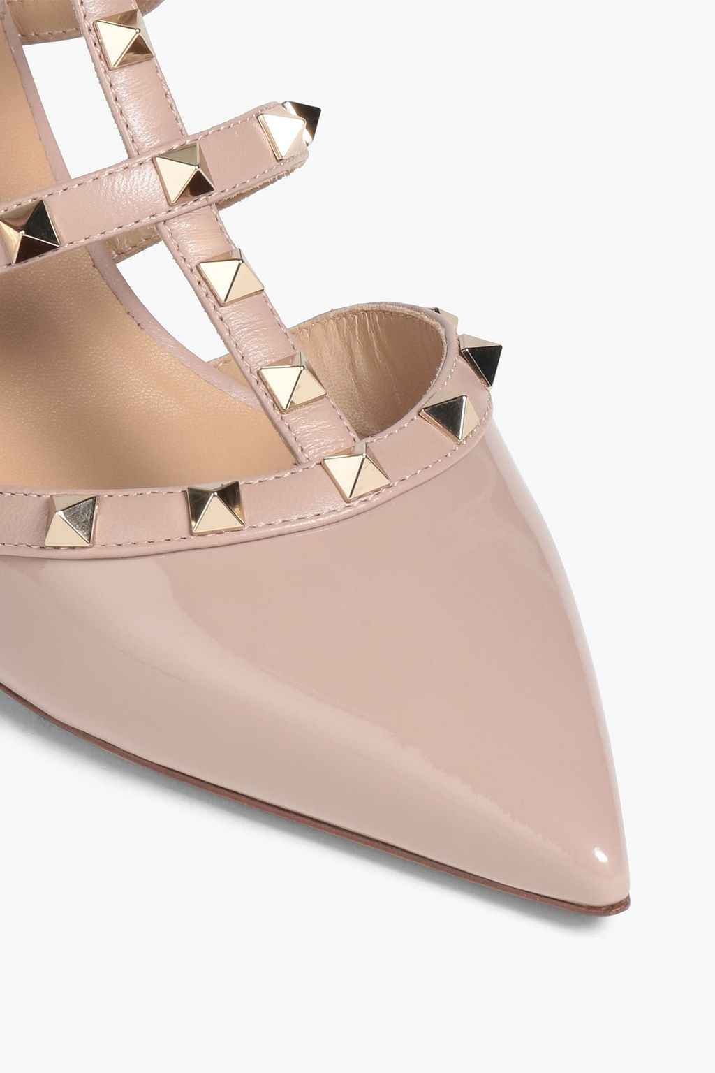 VALENTINO GARAVANI Rockstud smooth and patent-leather mules